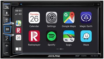 Alpine INE-W611D Autoradio med CD/DVD, Navigation, DAB+, Apple CarPlay og Android Auto forside Apple CarPlay/front Apple CarPlay