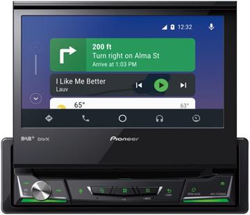 Pioneer AVH-Z7200DAB Autoradio med flipskærm, Apple CarPlay, Android Auto, DAB+ og CD/DVD afspiller forside Android Auto/front Android Auto