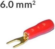 Gaffelsko 6mm² Rød, 1 stk forside/front