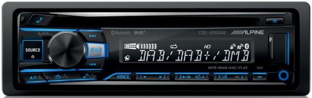 Alpine CDE-205DAB Autoradio med CD, DAB+, Bluetooth, USB og AUX forside/front