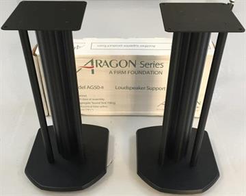 Alphason Aragon Sort Højttalerstander 50 cm profil forside/front
