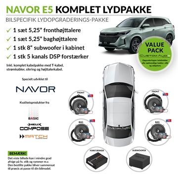 Navor E5 komplet lydpakke (Inkl. montering)