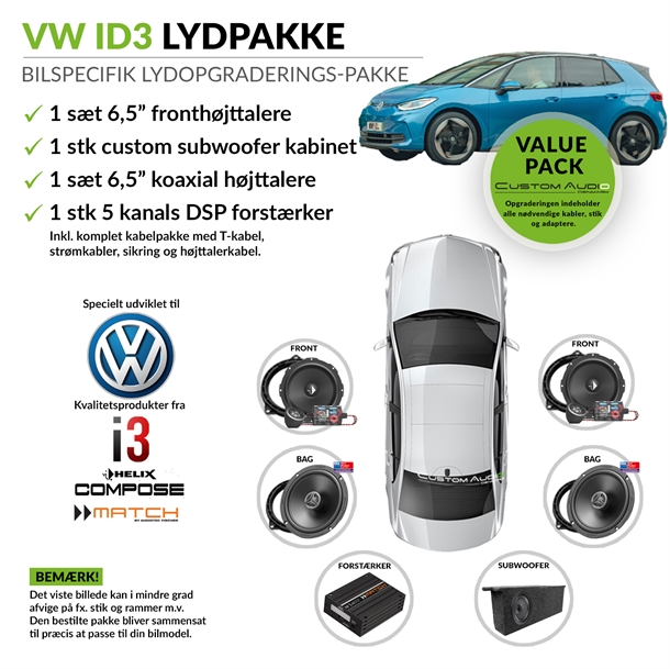 VW ID3 højttaler og forstærker lydpakke (Inkl. montering)