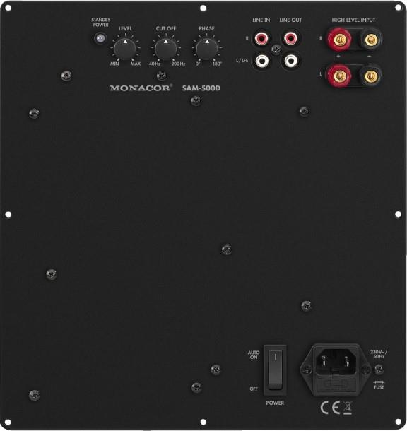 Monacor SAM-500D Digital forstærkermodul til subwoofer indbygning forside/front