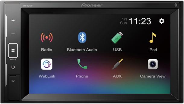 Pioneer DMH-A240BT Autoradio med Bluetooth, USB, AUX og bakkamera indgang forside/front