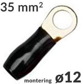 Ringkabelsko 35mm² Sort M12, 1 stk forside/front