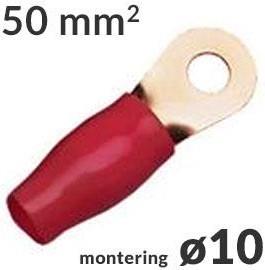 Ringkabelsko 50mm² Rød M10, 1 stk forside/front