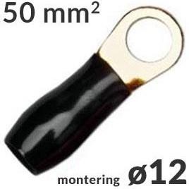 Ringkabelsko 50mm² Sort M12, 1 stk forside/front