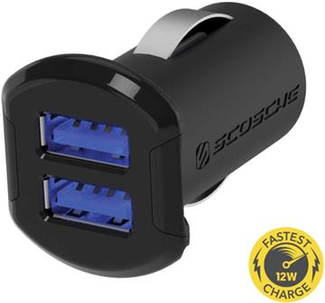 Scosche reVOLT Dual USB oplader til bil (2 USB) 12 Watt forside/front