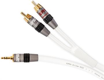 Supra Biline MP-2RCA Phono til minijack kabel 2 meter forside/front